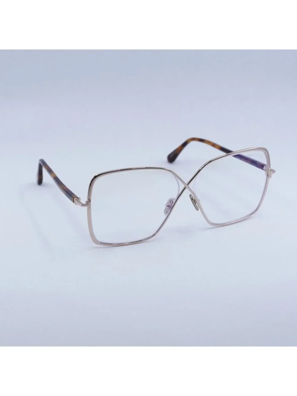 Tom Ford FT5841-B 028 Eyeglasses Gold 59mm Square Frame, Clear/Blue Lenses